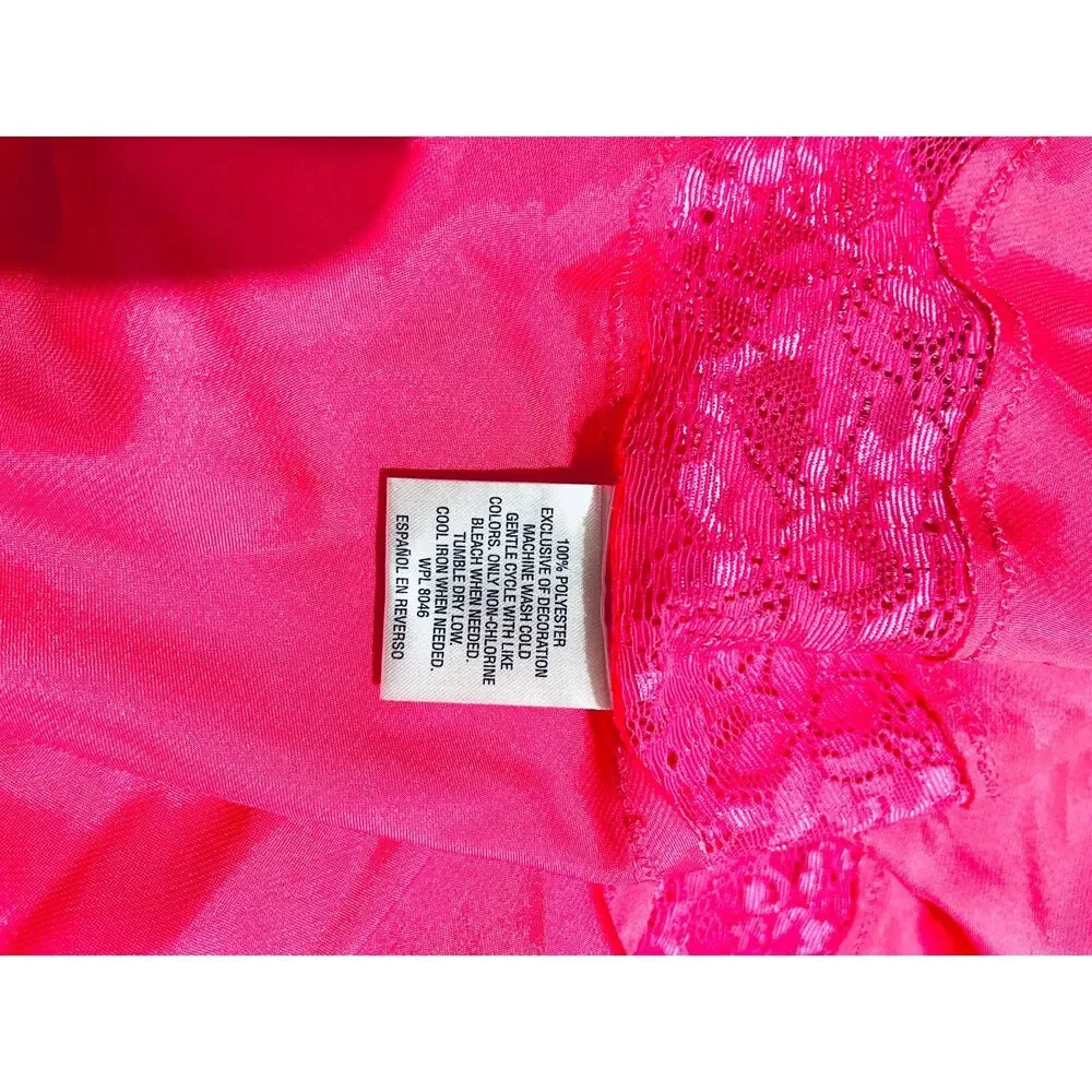Morgan Taylor nightgown pink lace satin comfy romantic chemises women's M